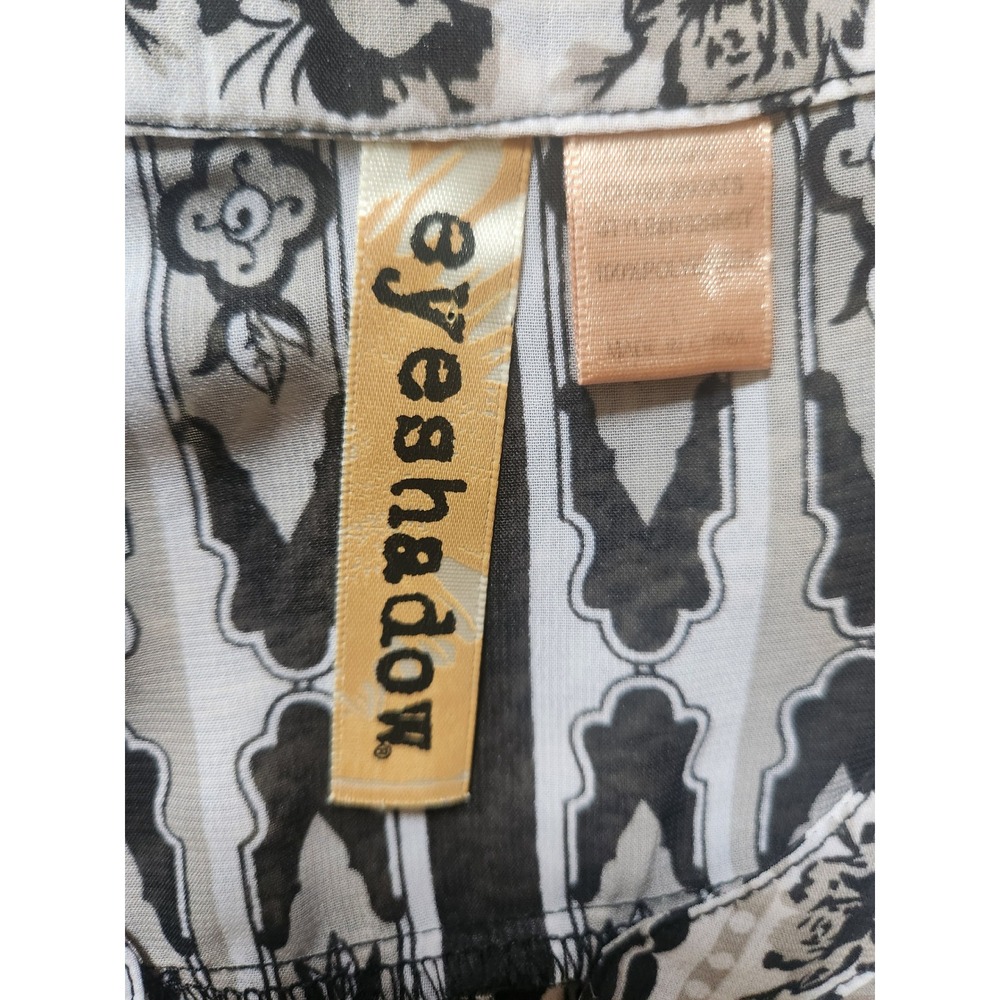 Eyeshadow Womens Black White Floral Tile Print Sleeveless Chiffon Blouse Large - Picture 3 of 9